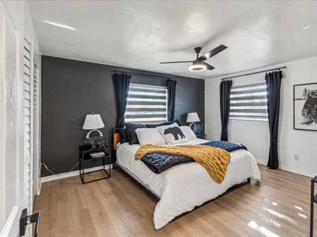 Large primary bedroom with spacious built-in closet.