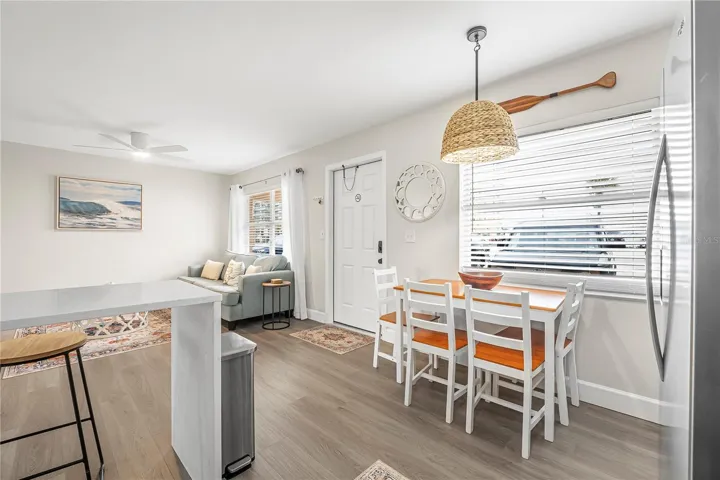 Kitchen View to Dining Area and Living Room
