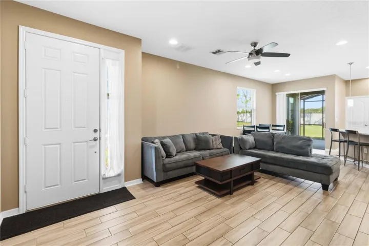 Open Floorplan with beautiful tile flooring