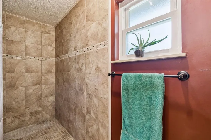 View of primary bedroom walk in shower
