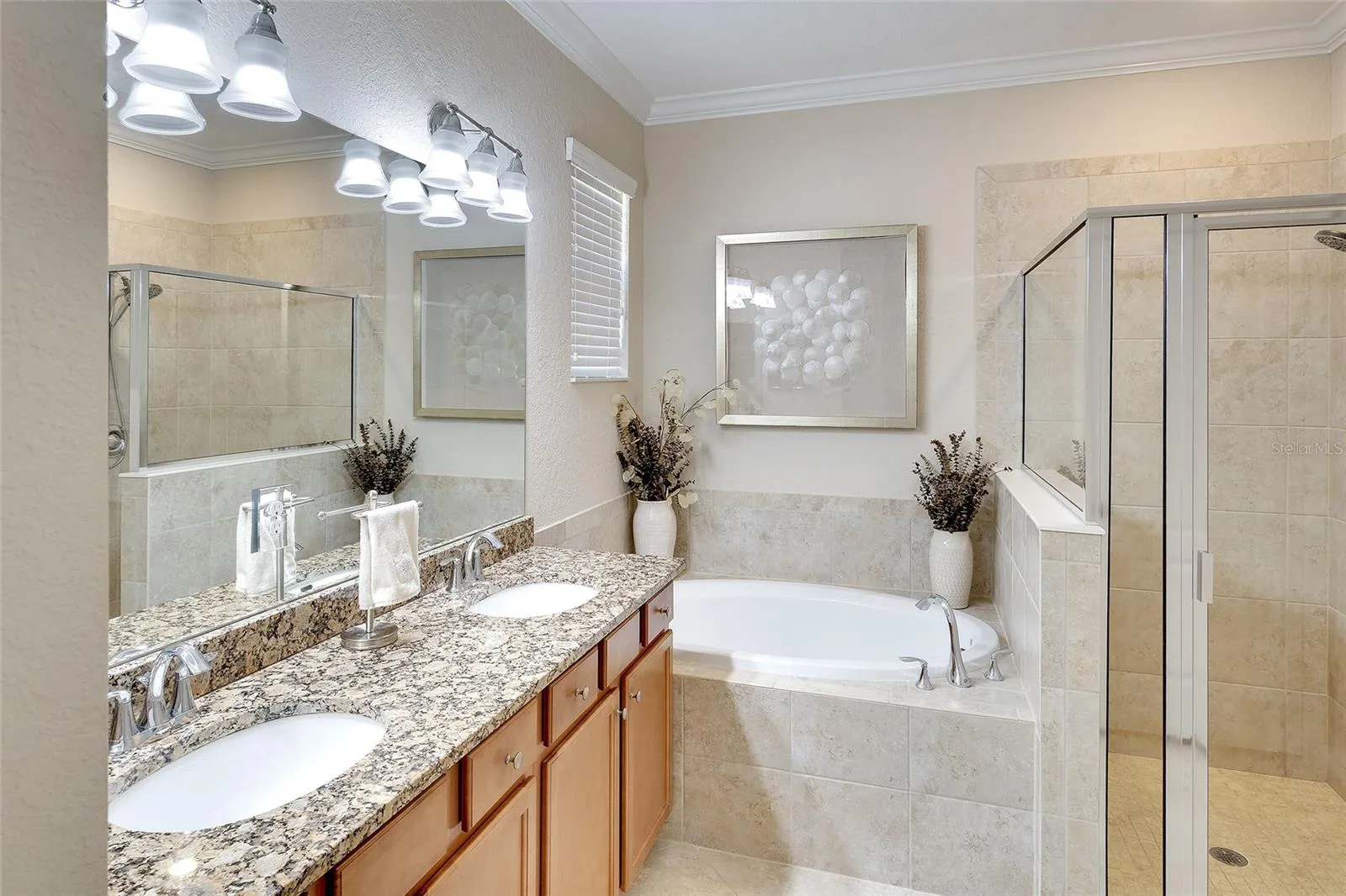 Dual Sinks, Soaking Tub, & Walk-in Shower