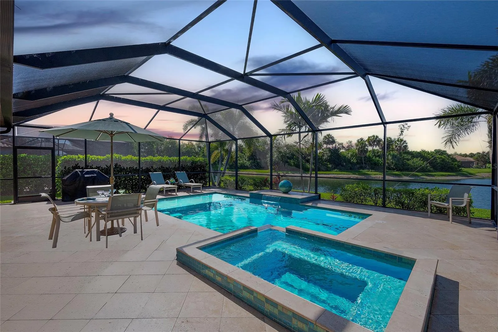 Pooll View at Dusk