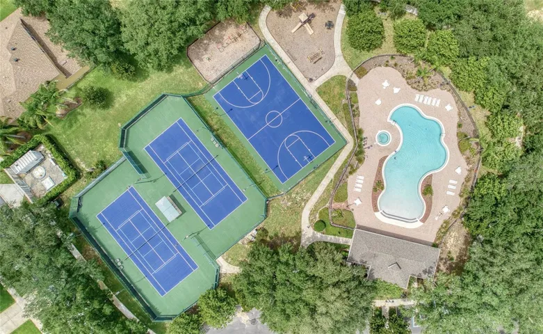 Tennis, pickleball, basketball courts and community Pool