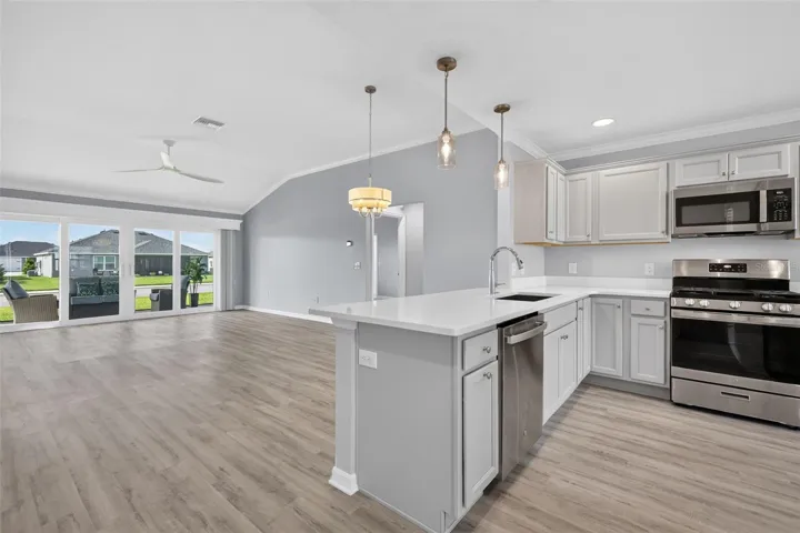 Kitchen, Dining, and Living Rooms