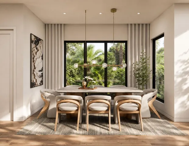 Formal dining space - soaring 10' ceilings