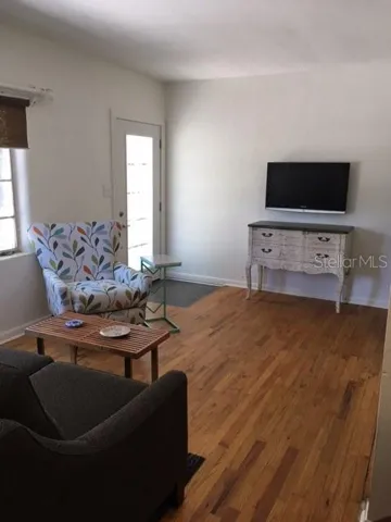 Living room, original wood floors