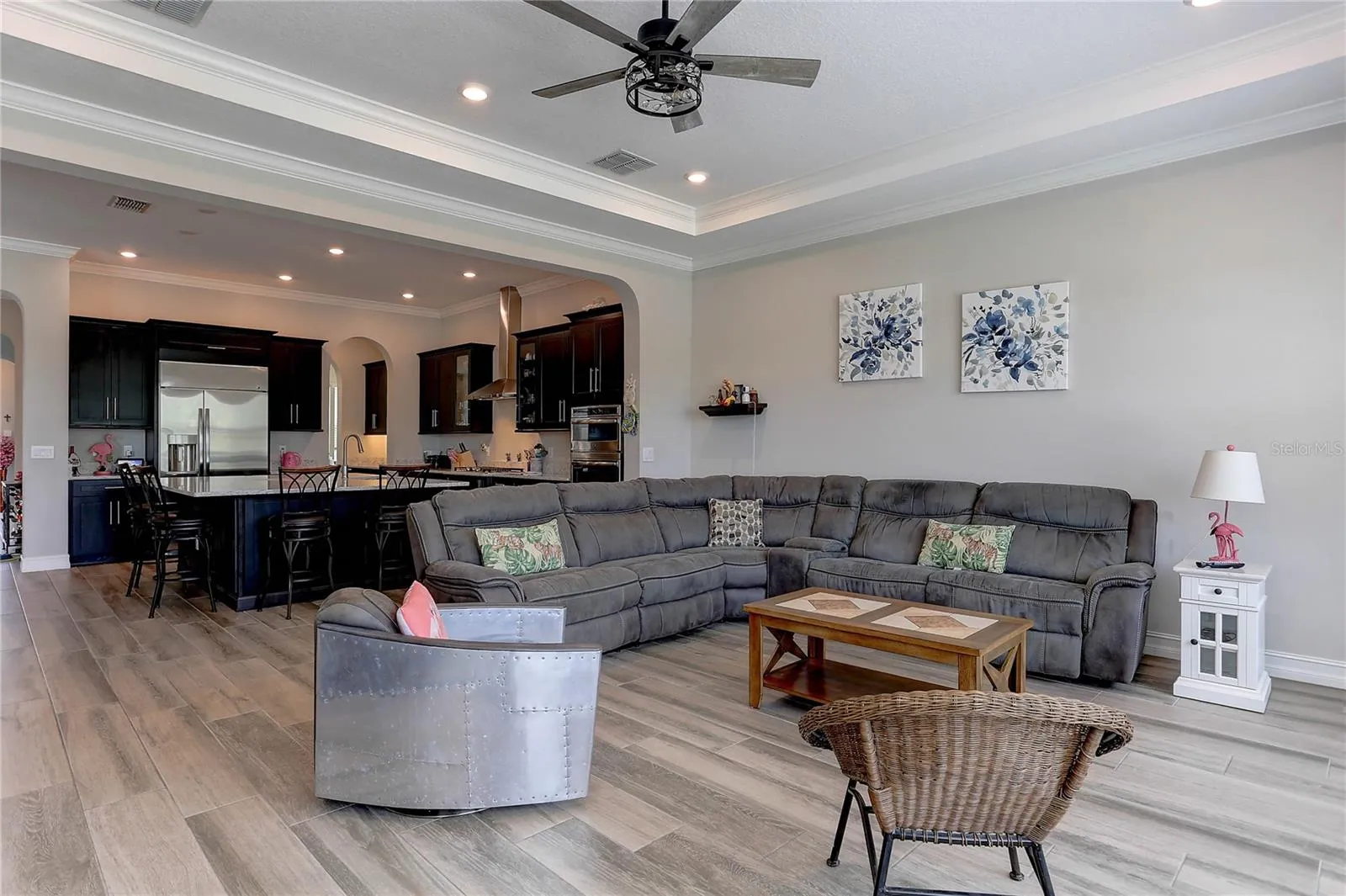 Family room and kitchen
