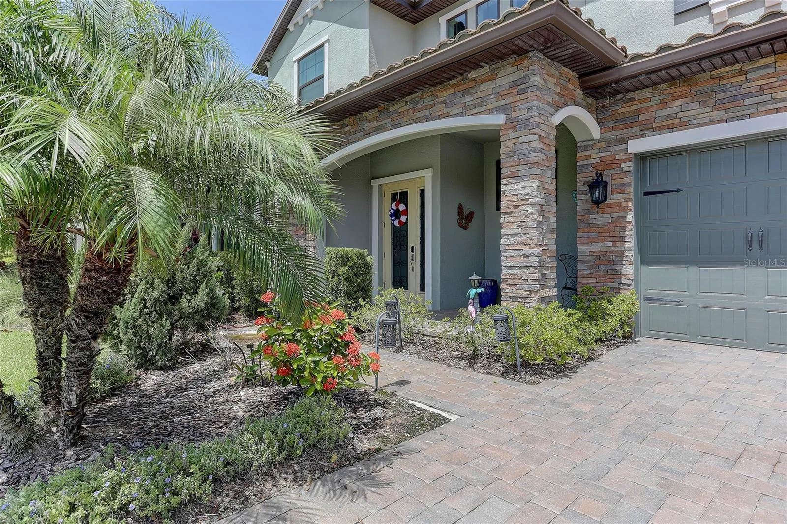 Front entry, pavers, landscaping