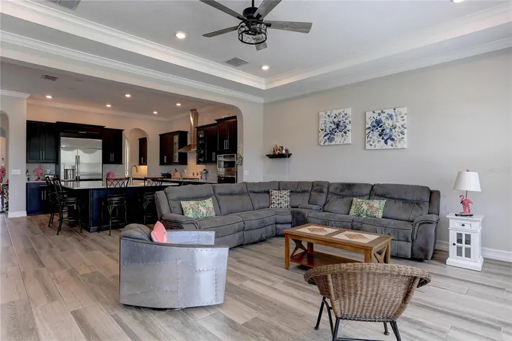Family room and kitchen