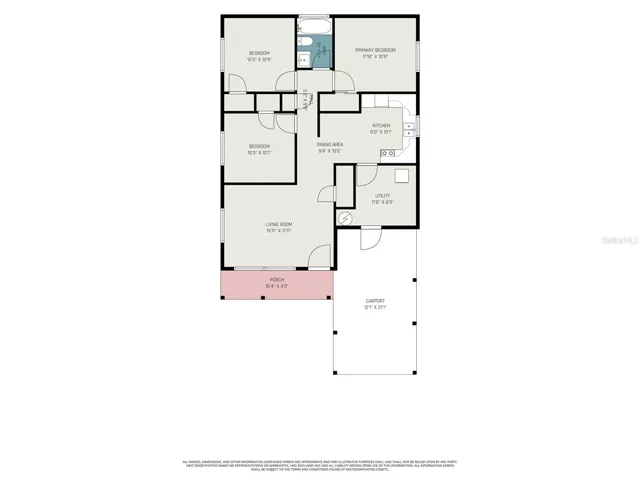 Thoughtfully laid out with three bedrooms, one bath, and functional living spaces.