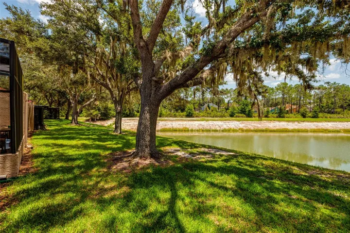 lake and yard view behind unit