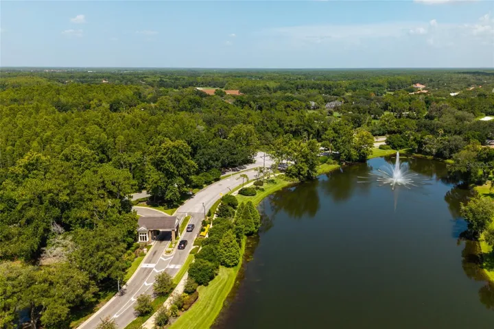 aerial view of lake and preserve