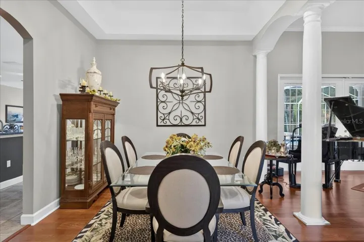 The formal dining space is conveniently located off the kitchen and adjacent to the living room.  Ideal for entertaining.