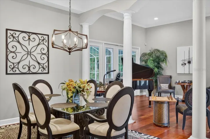 The formal dining space is conveniently located off the kitchen and adjacent to the living room.  Ideal for entertaining.
