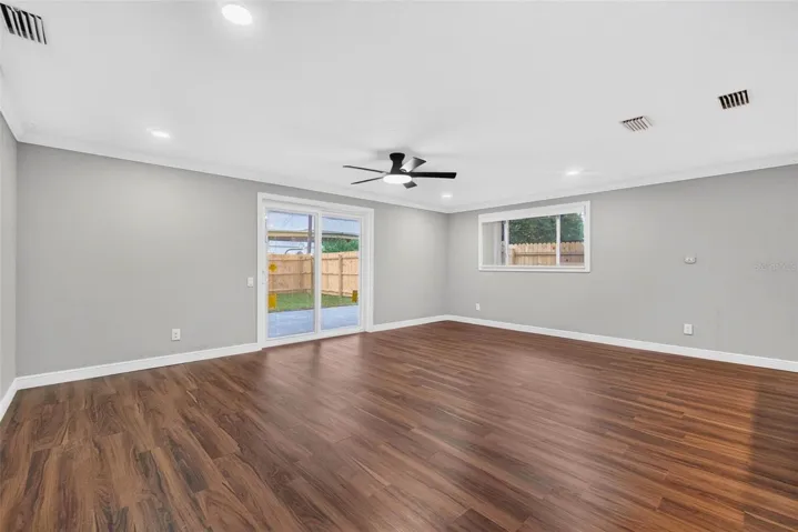 Living room sliders to back patio