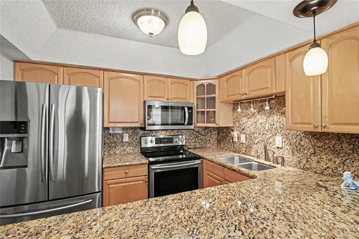 Granite counters and stainless steel appliances