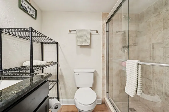 Primary bath with walk-in shower.