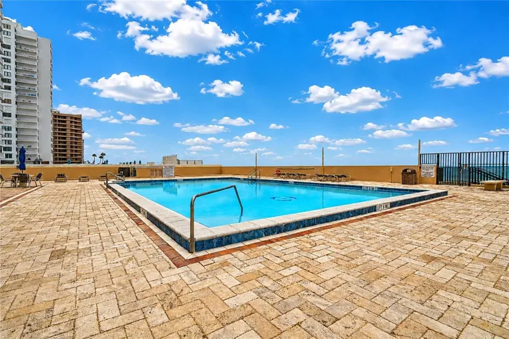 Lovely lap pool with pleny of deck area.