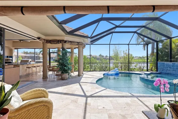 Caged Pool with water views
