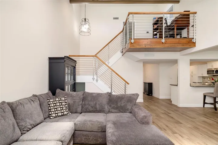 living room with loft