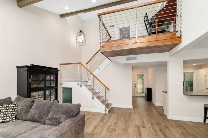 living room with loft
