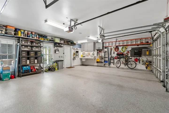 Two full bays plus a workshop. Slat wall creates an organized space.