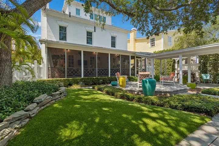 Mature landscaping and turf create a fairly care free outdoor space.