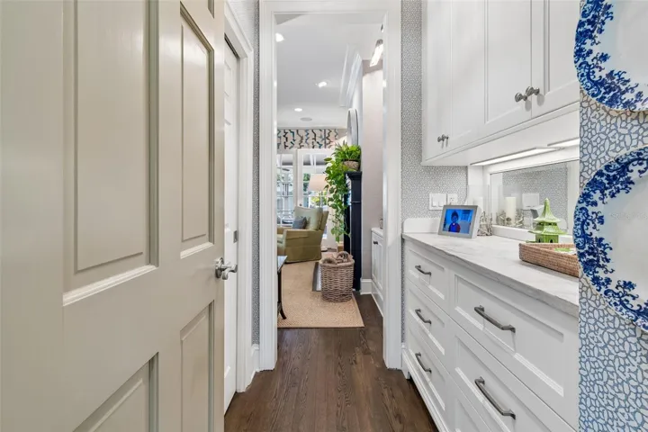 Butler's pantry connects the more formal front of the home to the family room.