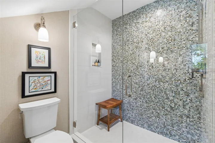 Every bath boasts beautiful tile.