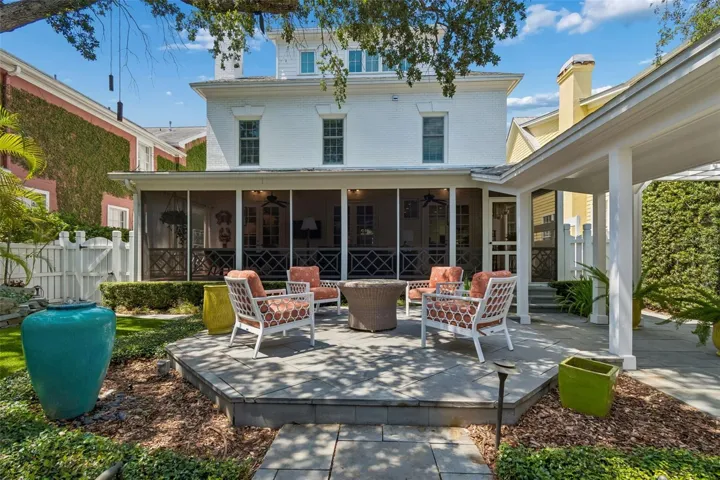 Rear yard offers a shaded oasis.