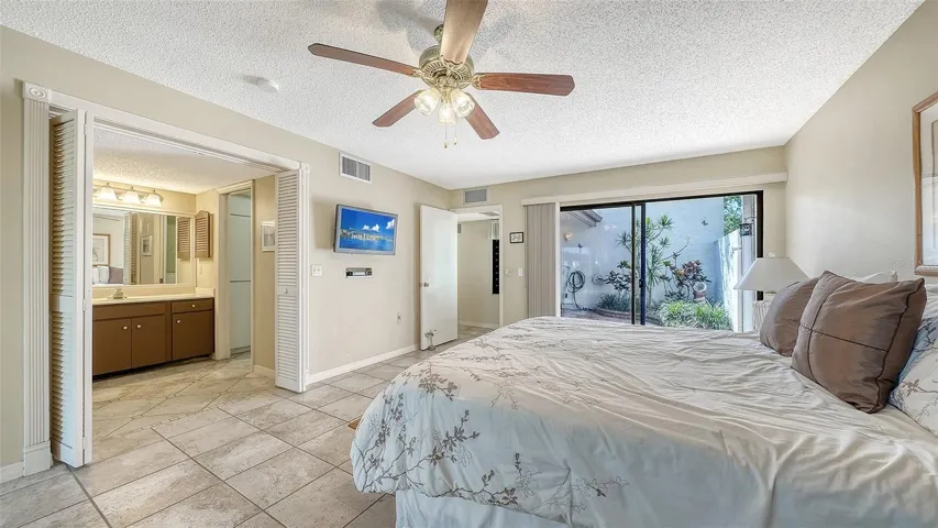 Master bed/bath with courtyard in background
