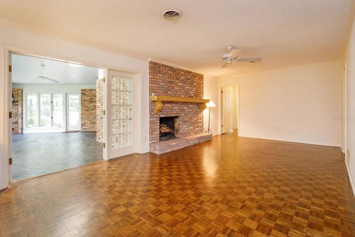 Family Room with french doors to Florida Room
