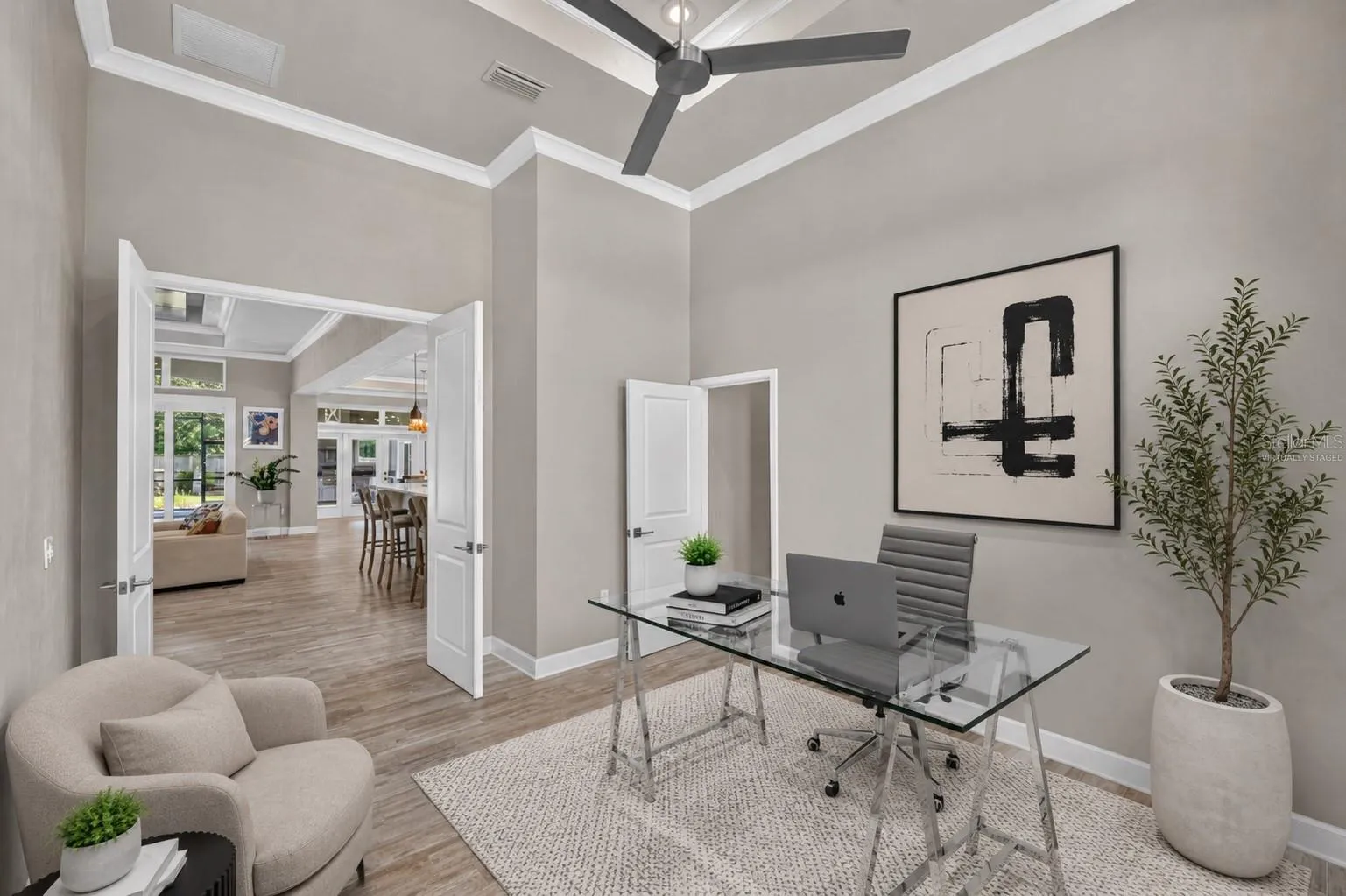 Home office or 1st guest bedroom virtually staged