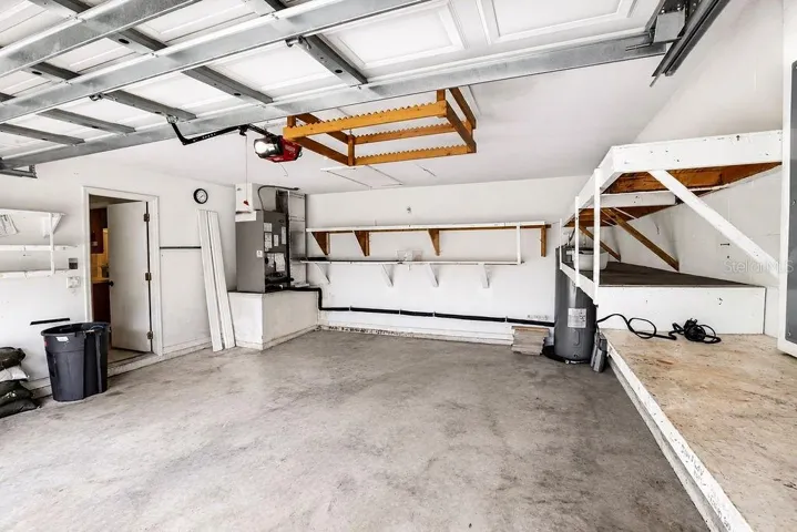 Garage with shelves