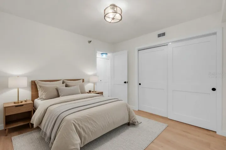 Cozy bedroom with natural light - virtually staged