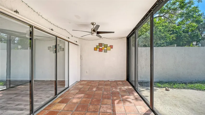 Lanai with courtyard on right