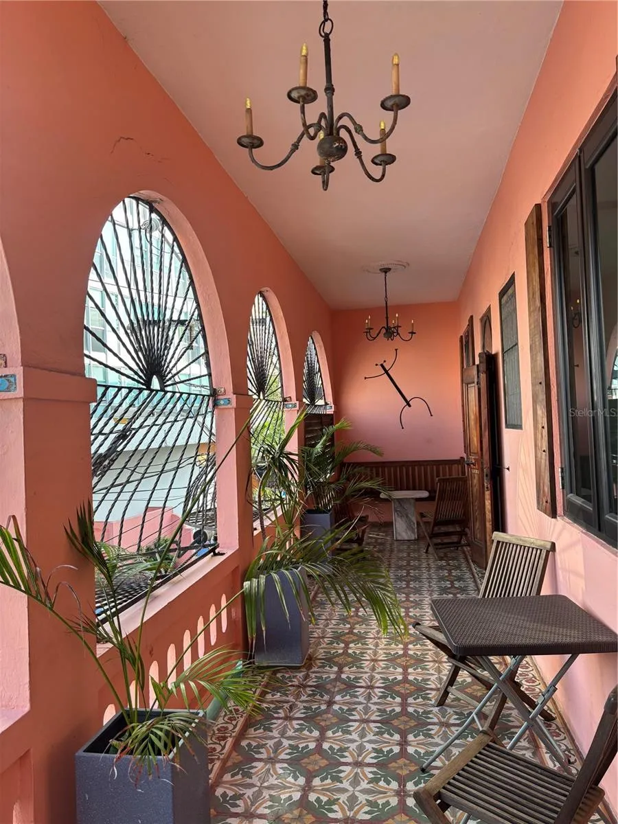 Front balcony with original creole tiles.