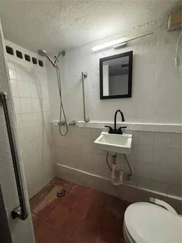 Bathroom at back of garage.