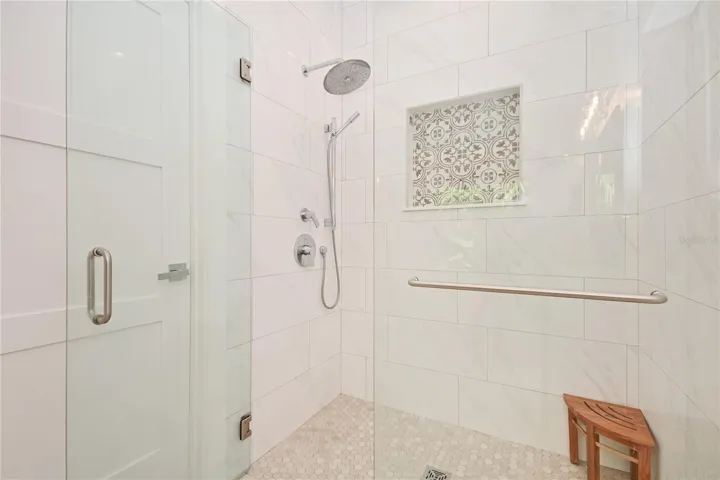 Walk in shower.