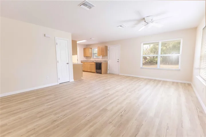 Living area leads into the kitchen