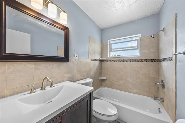 Sparkling bathroom with tub & shower