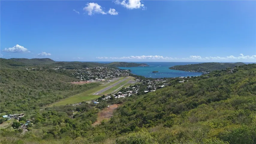 East View over Culebra Airport, Ensenada Honda Bay, Caribbean Sea