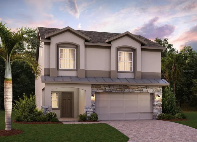 Front Exterior Rendering - for illustrative purposes only. Actual home will have 3rd car Garage