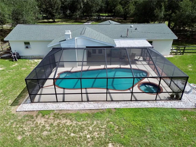 Screened in pool and spa