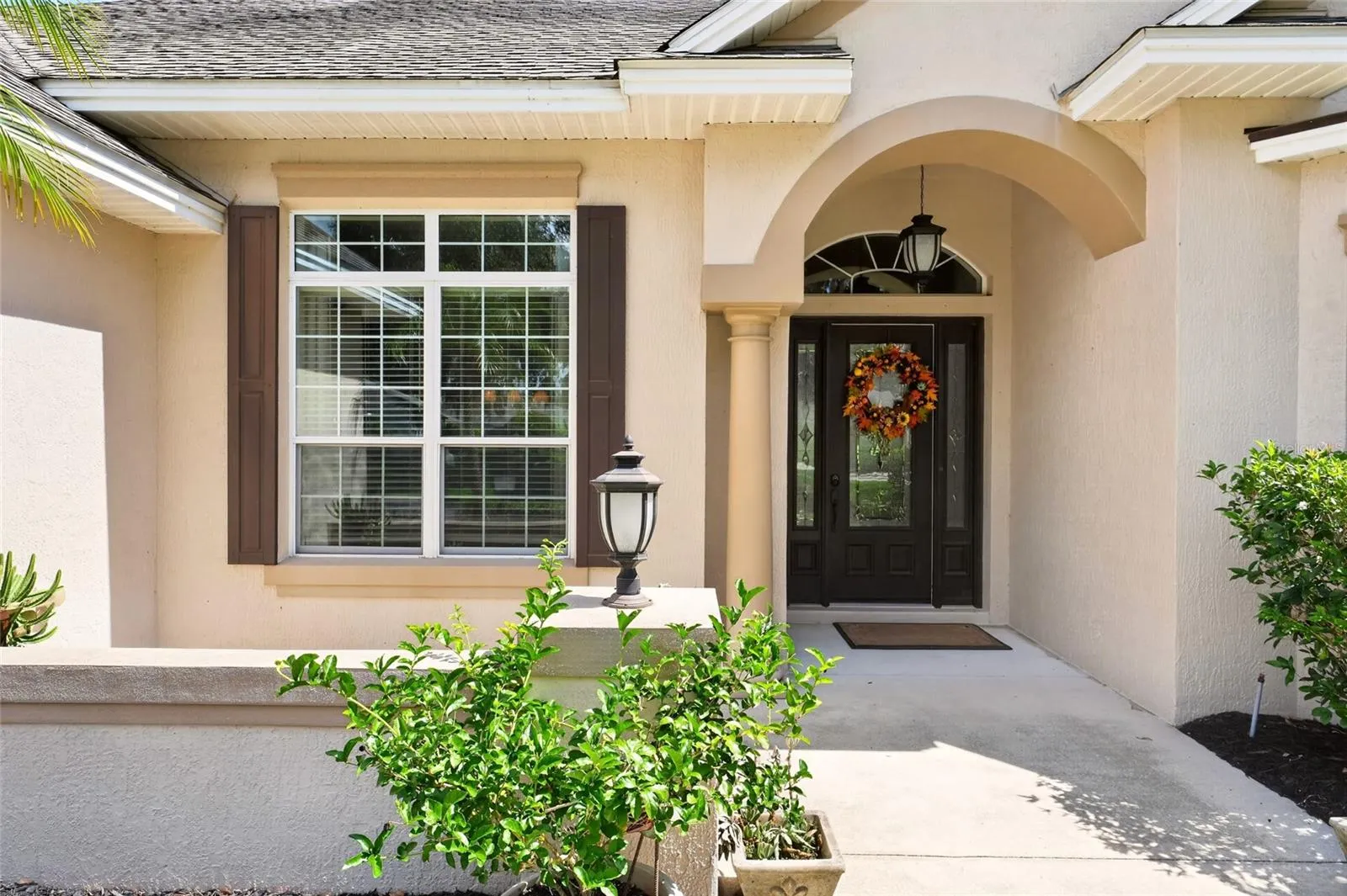 Welcoming front porch and covered entry