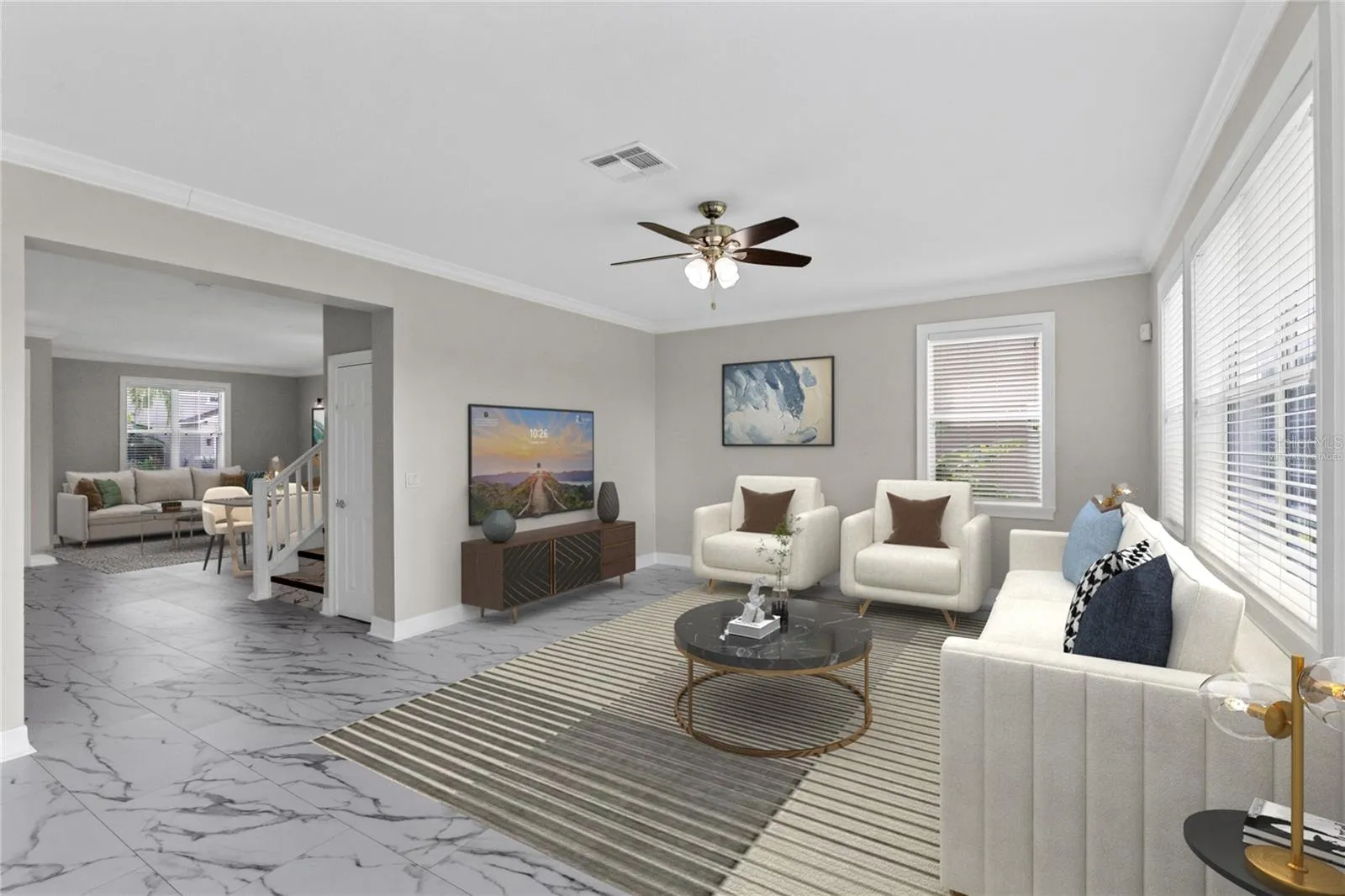 Virtually Staged Image. Family Room.