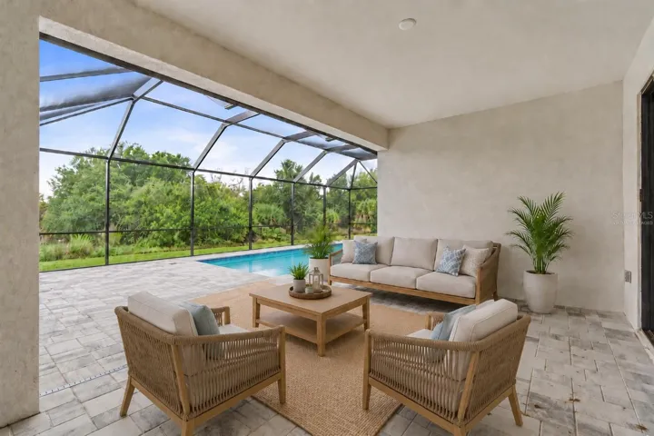Virtually Staged Spacious Lanai with with Greenbelt Views