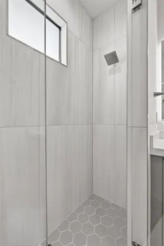 Primary Bathroom with Glass Enclosed Walk-In Shower