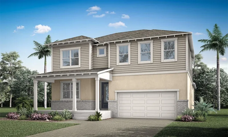 Rainwood - Olympic Floorplan - Coastal Elevation - Architect's Rendering