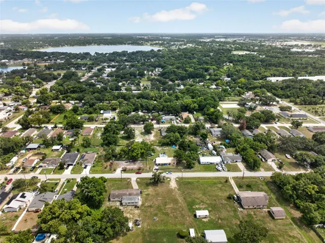 Aerial view of the property within the surrounding Ocoee neighborhood.